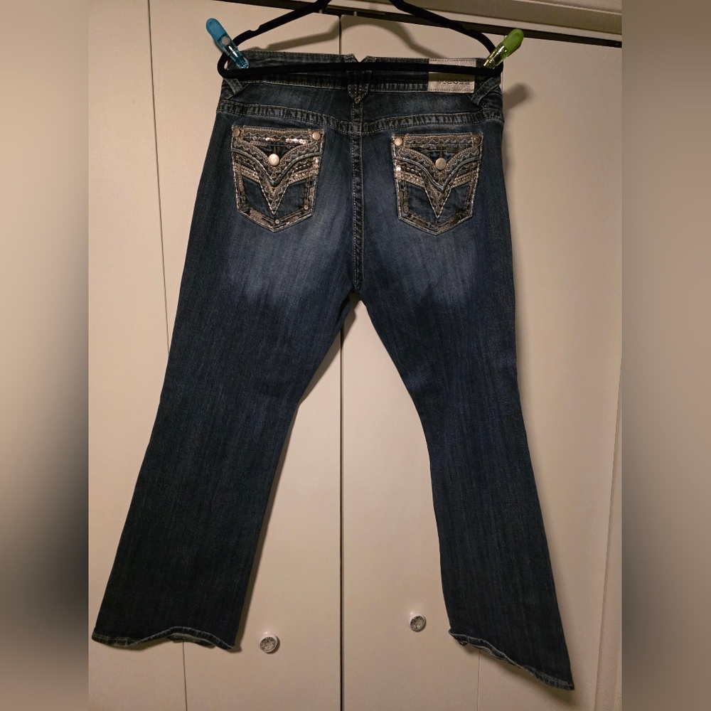 Vigoss Dark Blue Boot Cut Jeans with Embellished Pockets